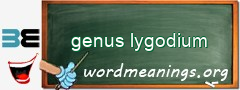 WordMeaning blackboard for genus lygodium